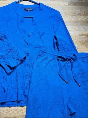 Classic Editions Women's Cobalt Blue Drawstring Flowy Set